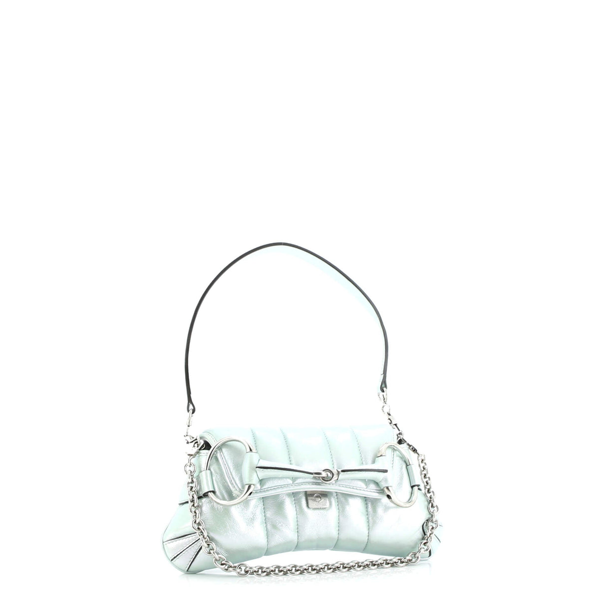 Horsebit Chain Shoulder Bag Vertical Quilted Leather Small