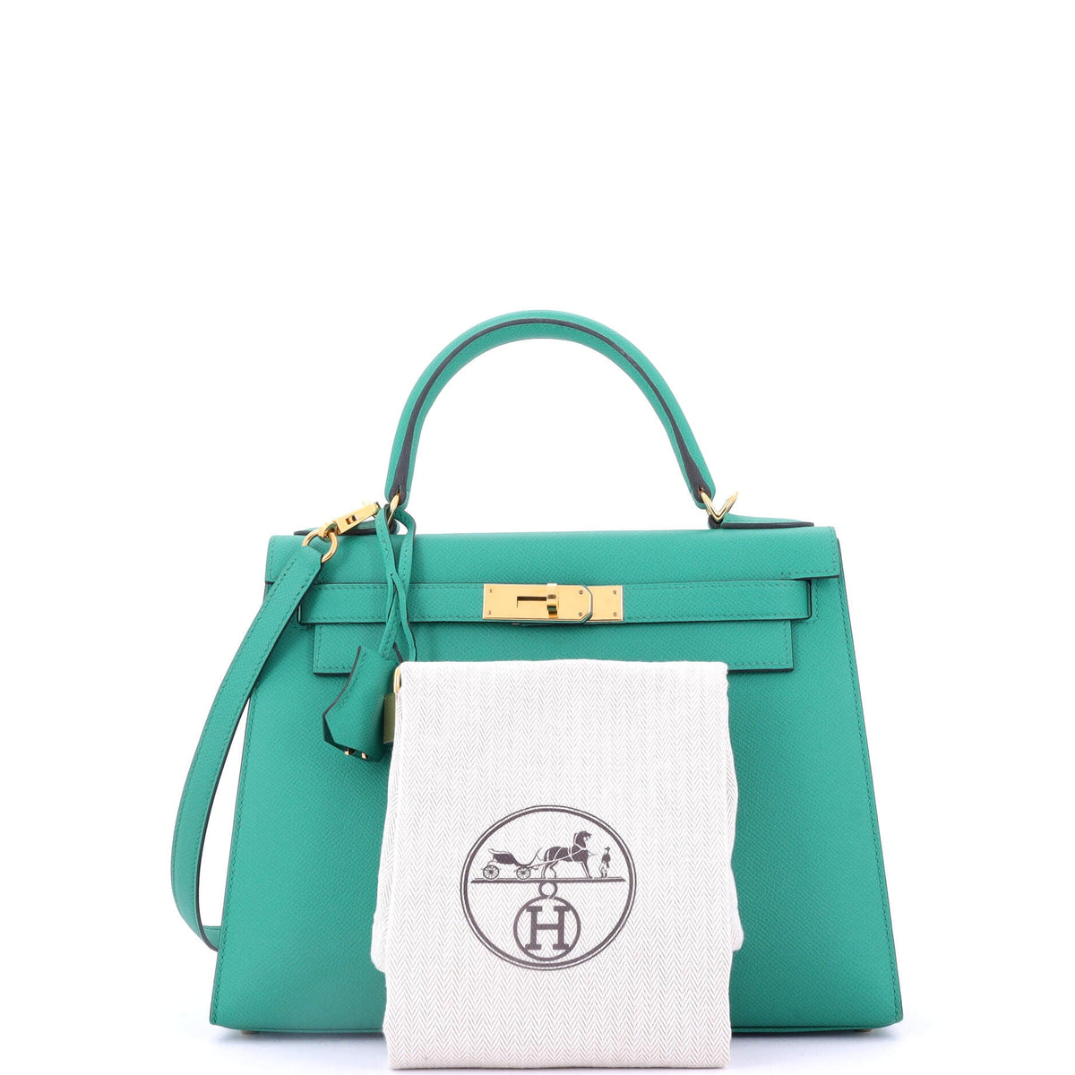 Kelly Handbag Vert Verone Epsom with Gold Hardware 28