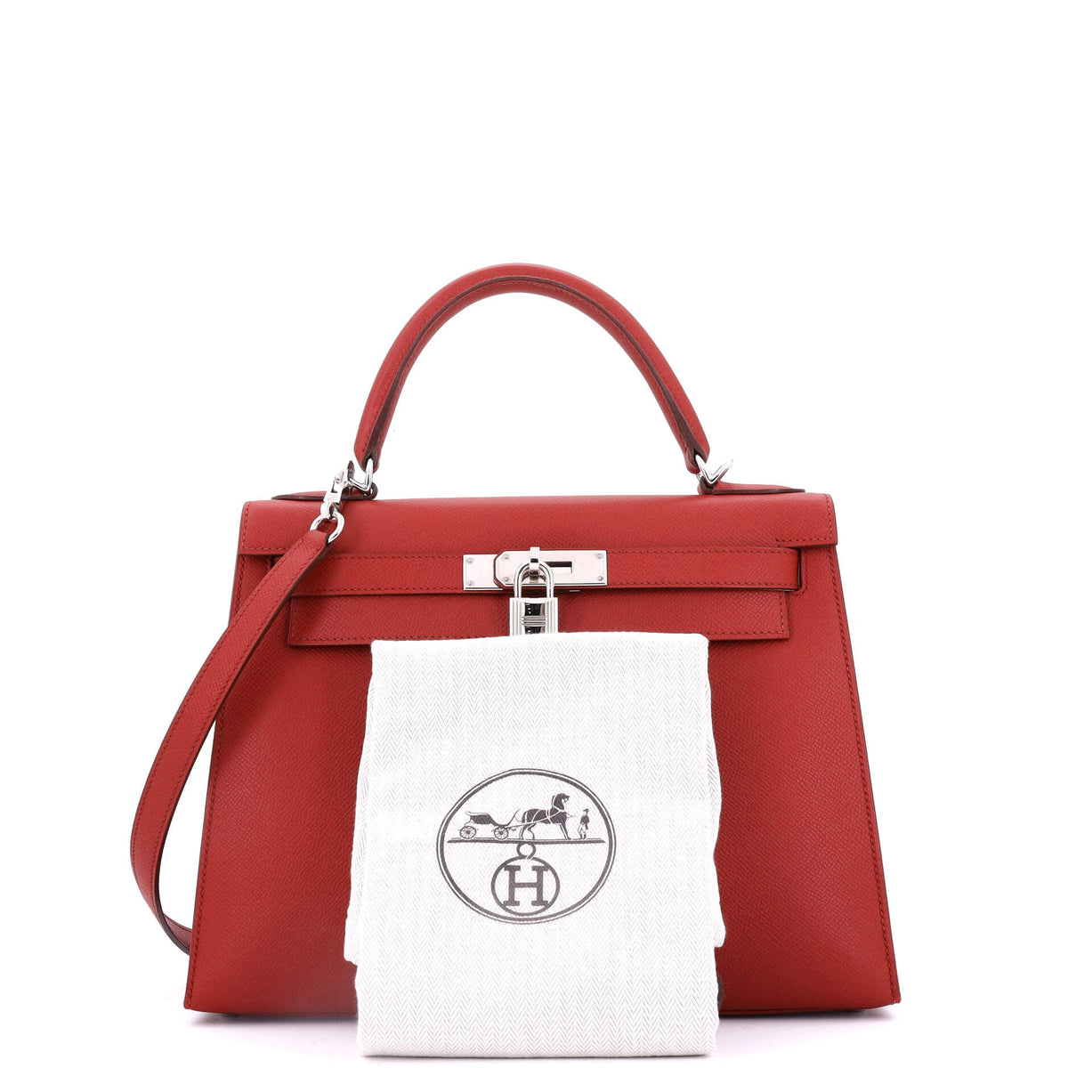 Kelly Handbag Rouge Garance Epsom with Palladium Hardware 28