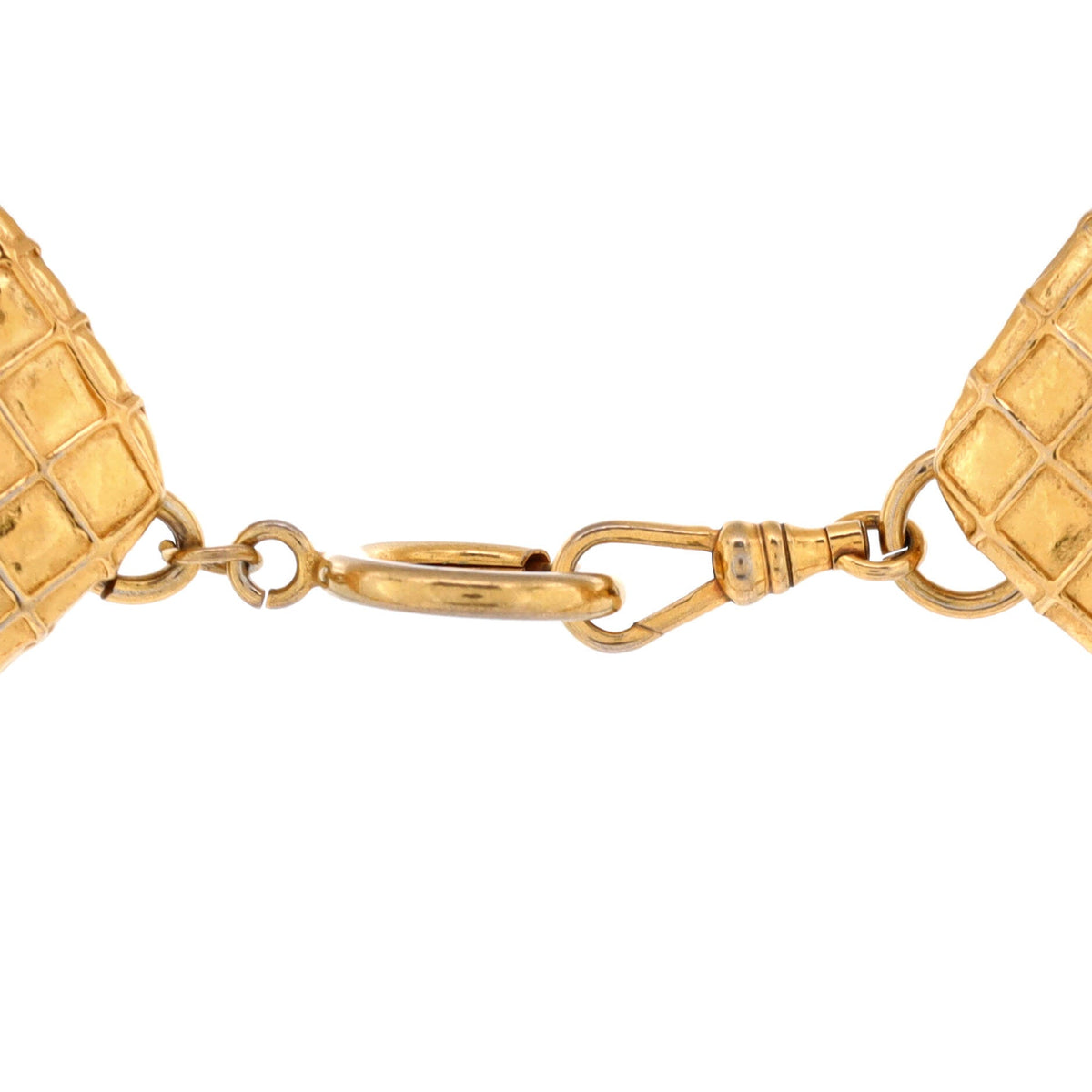 Vintage Choker Necklace Quilted Metal with Crystals