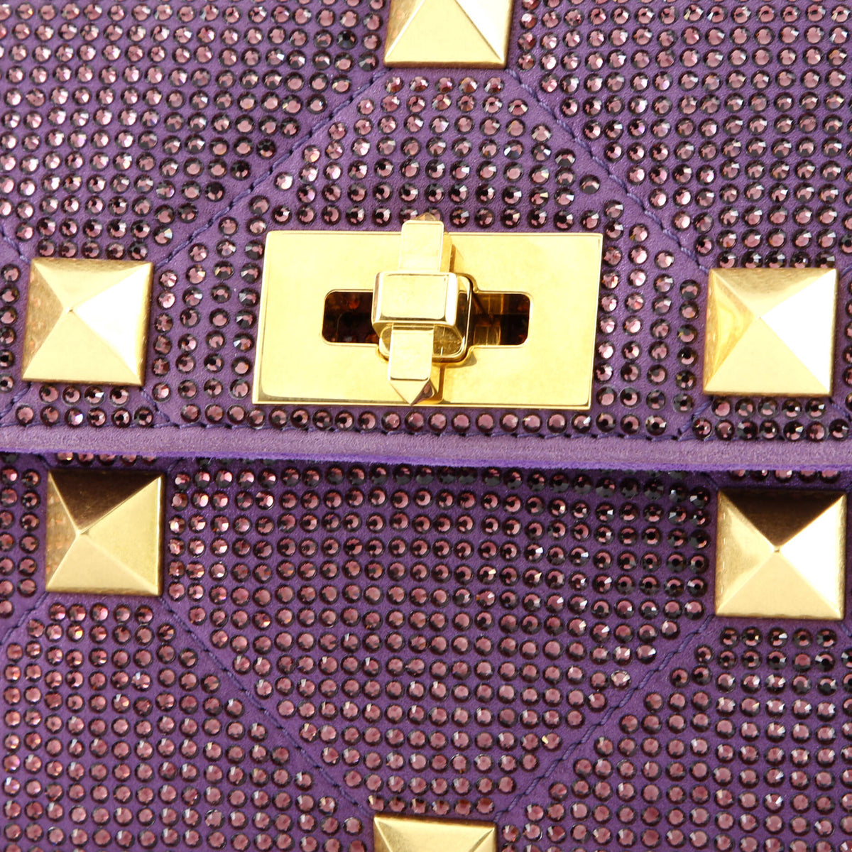 Roman Stud Flap Bag Embellished Suede Medium