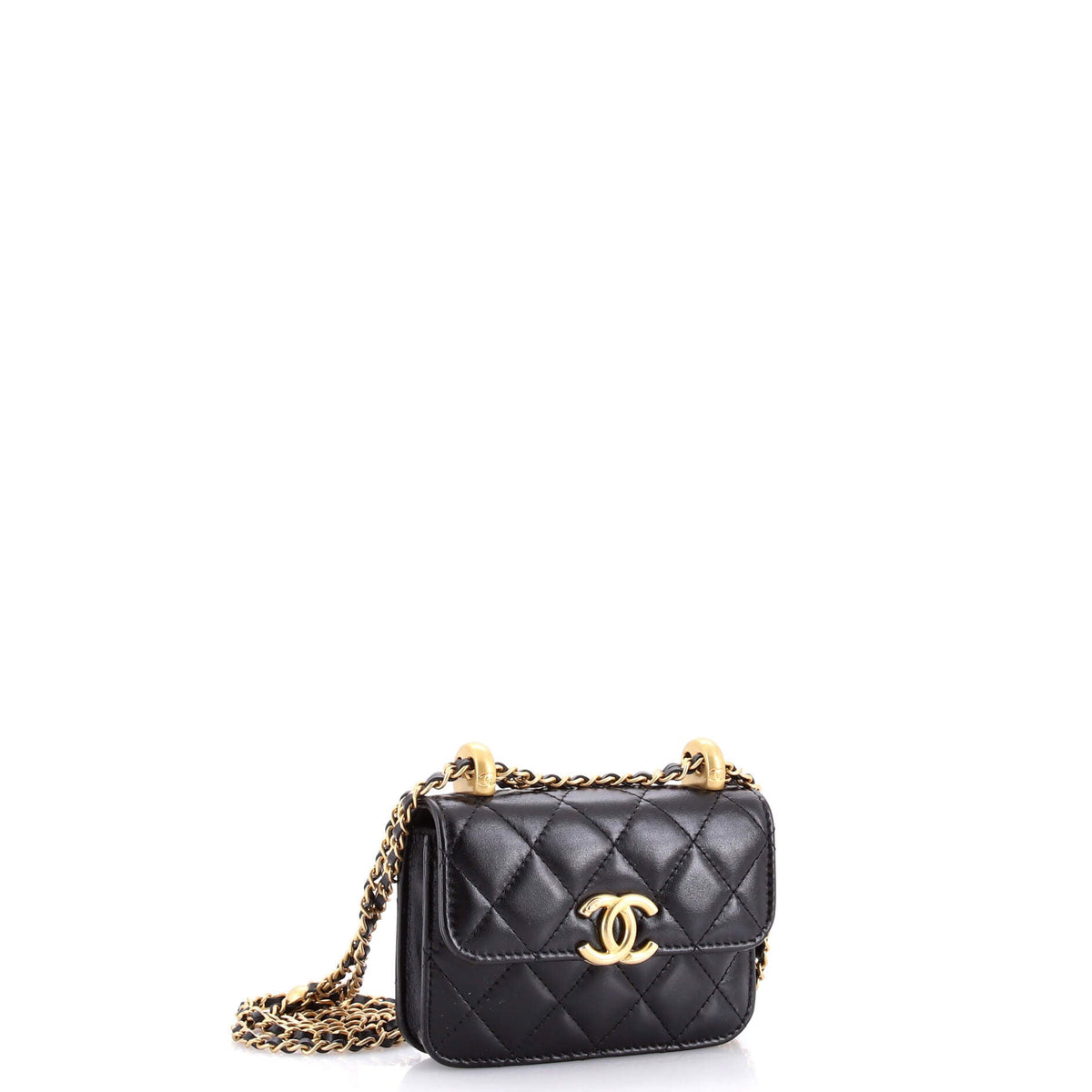 Perfect Fit Flap Coin Purse with Chain Quilted Calfskin