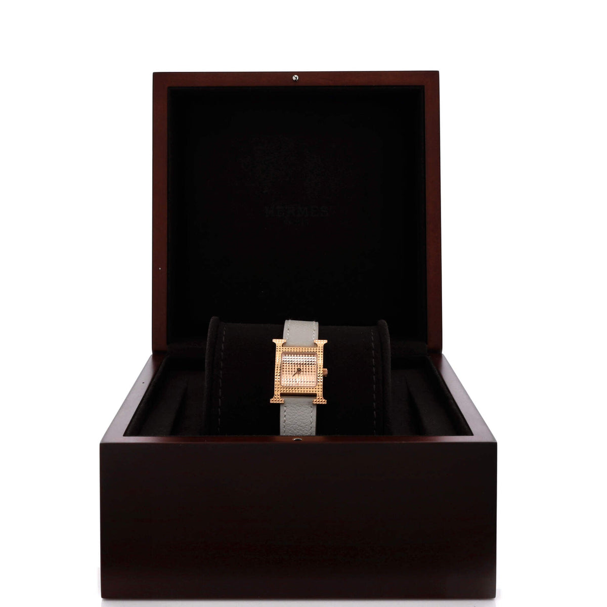 Heure H Quartz Watch Clous de Paris Hobnail Rose Gold and Leather 21