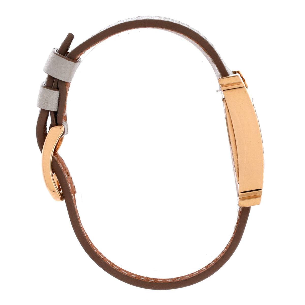 Heure H Quartz Watch Clous de Paris Hobnail Rose Gold and Leather 21