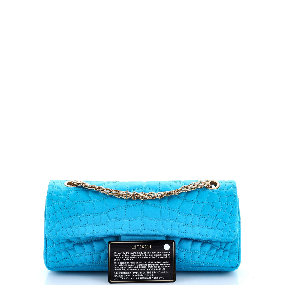 Reissue 2.55 Flap Bag Crocodile Quilted Satin East West