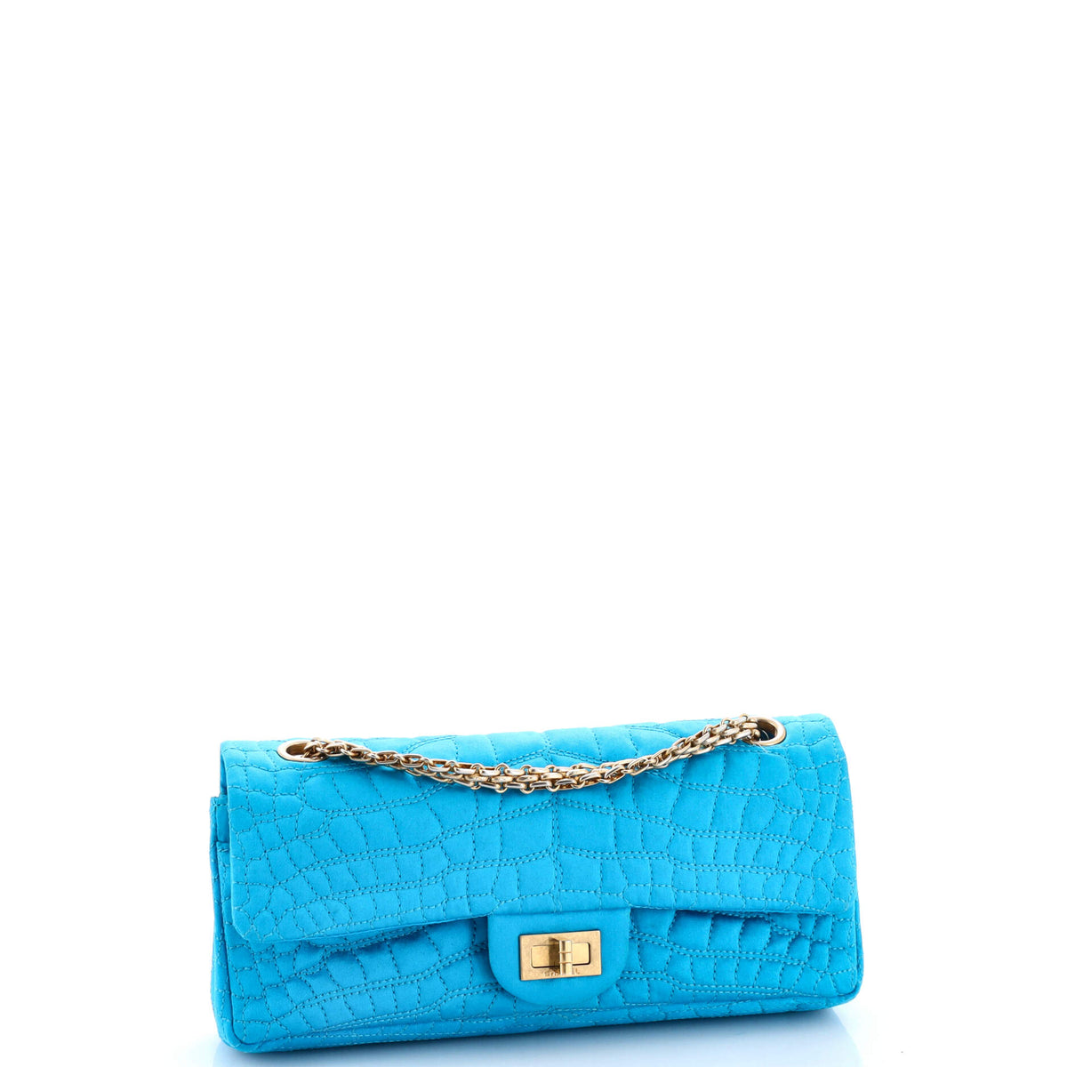 Reissue 2.55 Flap Bag Crocodile Quilted Satin East West