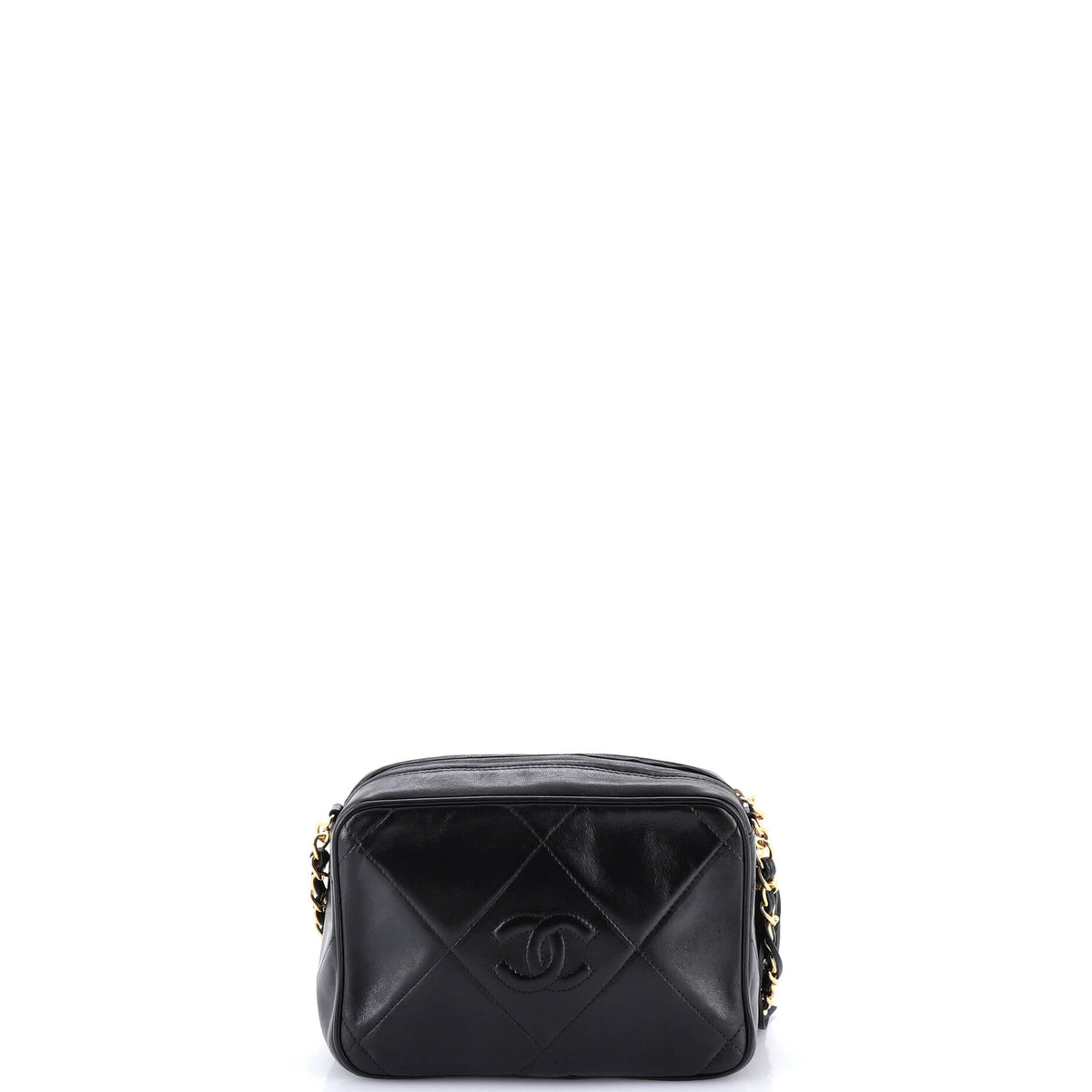 Vintage Diamond CC Camera Bag Quilted Leather Small