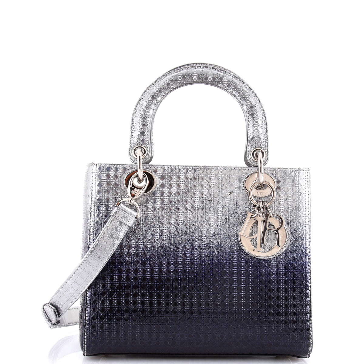 Lady Dior Bag Micro Cannage Ombre Metallic Calfskin Medium