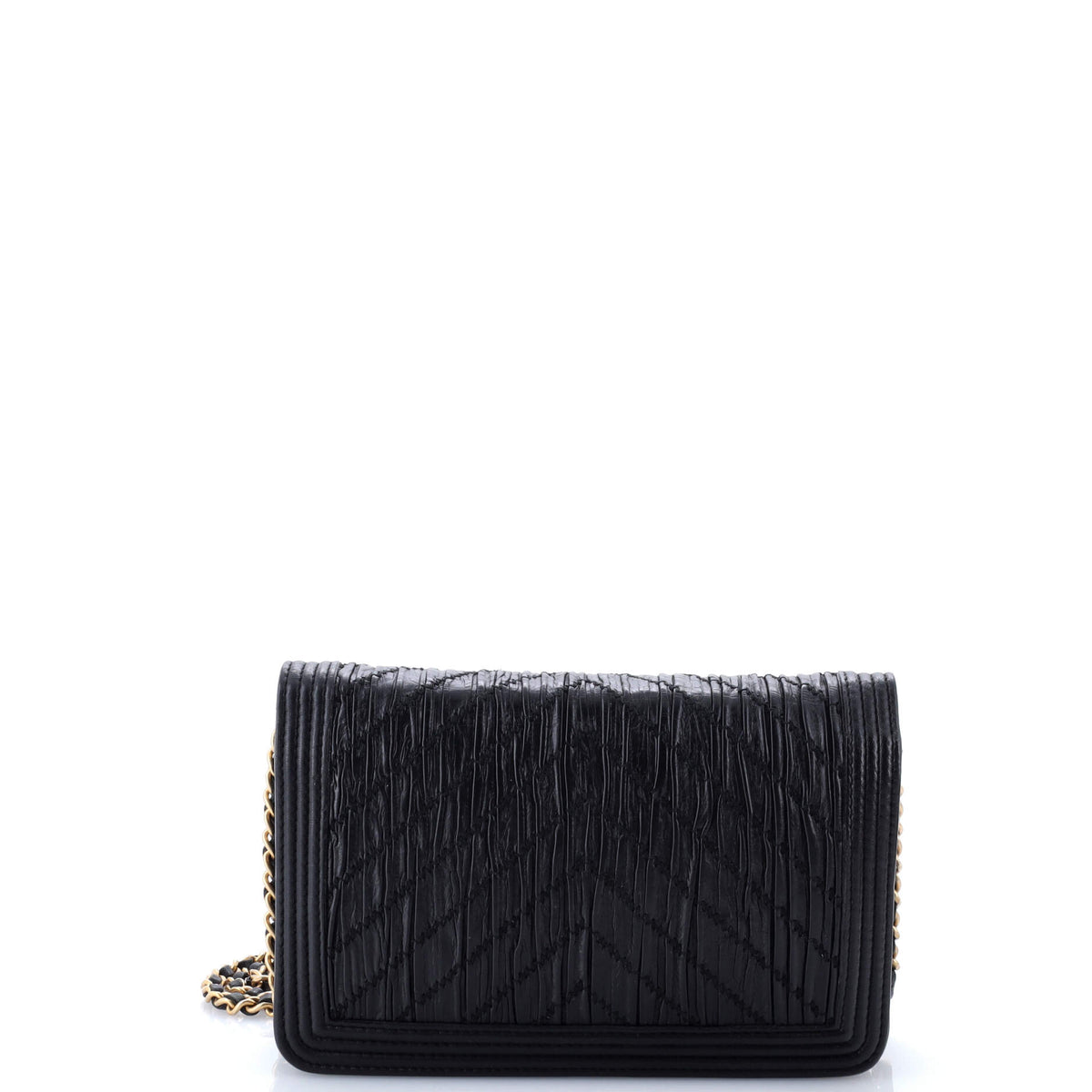 Coco Pleats Boy Wallet on Chain Pleated Crumpled Calfskin