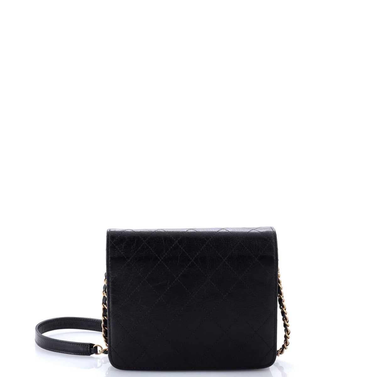 Logo Plate Square Wallet on Chain Quilted Goatskin