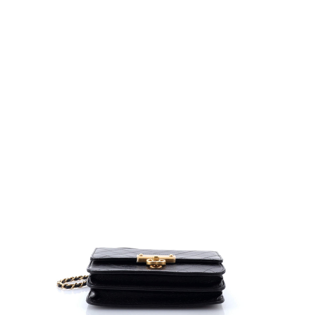 Logo Plate Square Wallet on Chain Quilted Goatskin