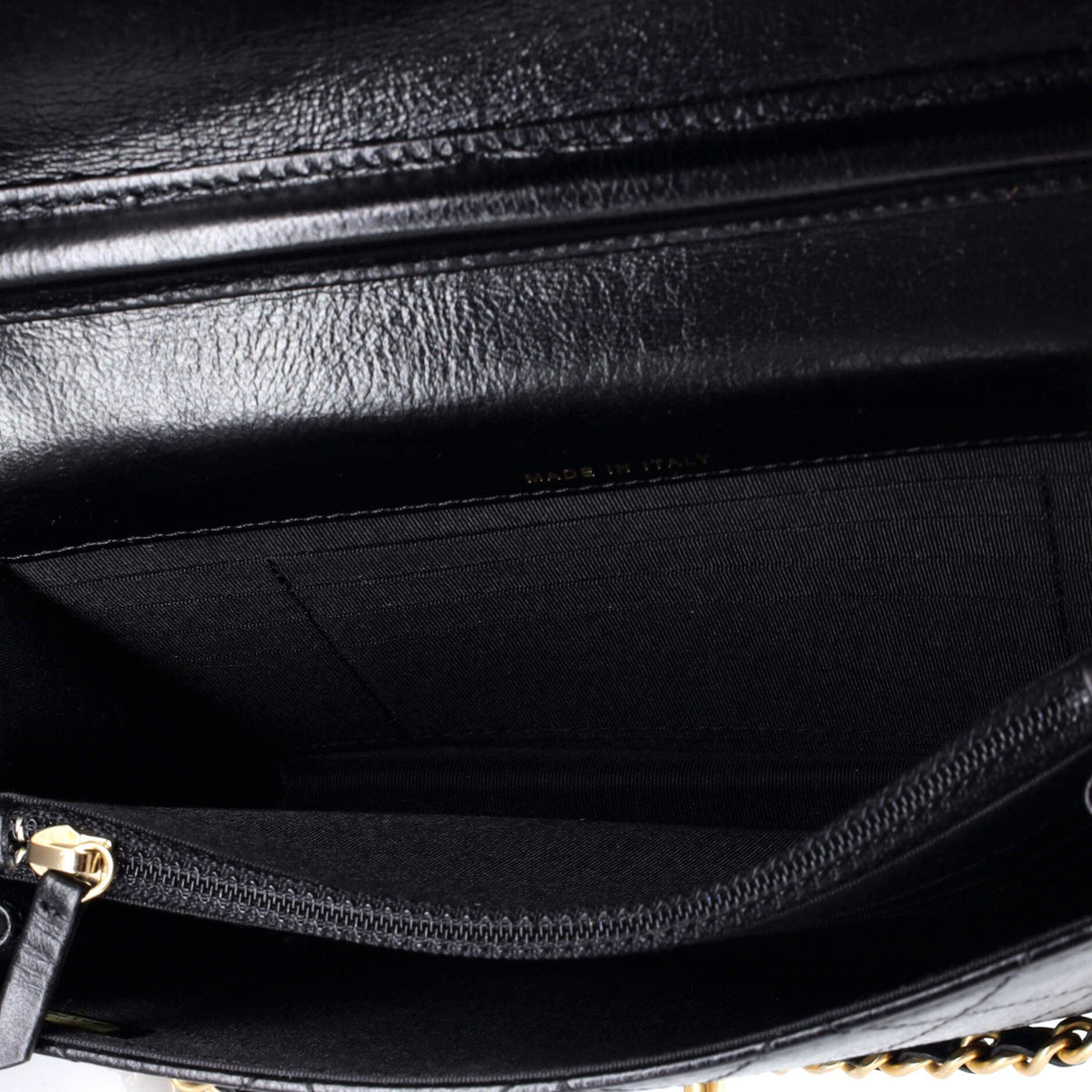 Logo Plate Square Wallet on Chain Quilted Goatskin
