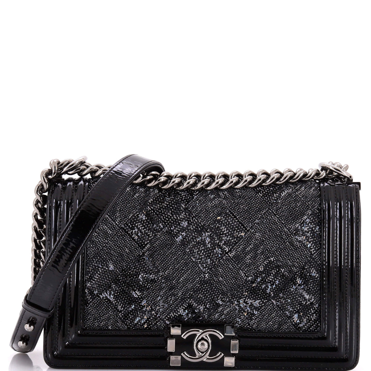 Boy Flap Bag Sequin with Patent Old Medium