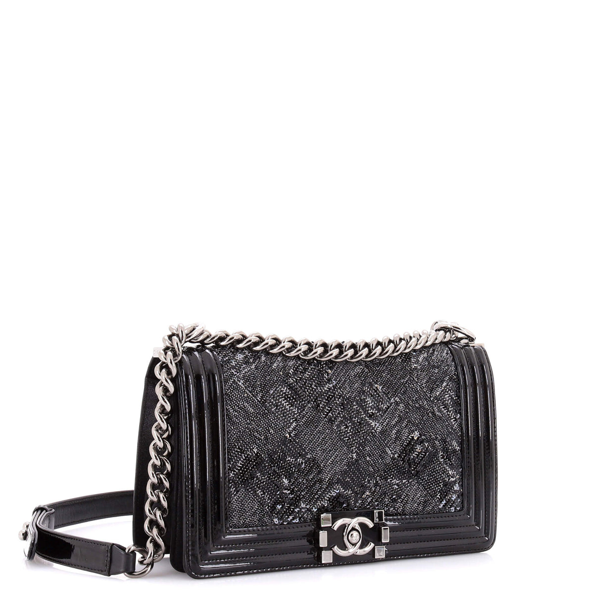 Boy Flap Bag Sequin with Patent Old Medium