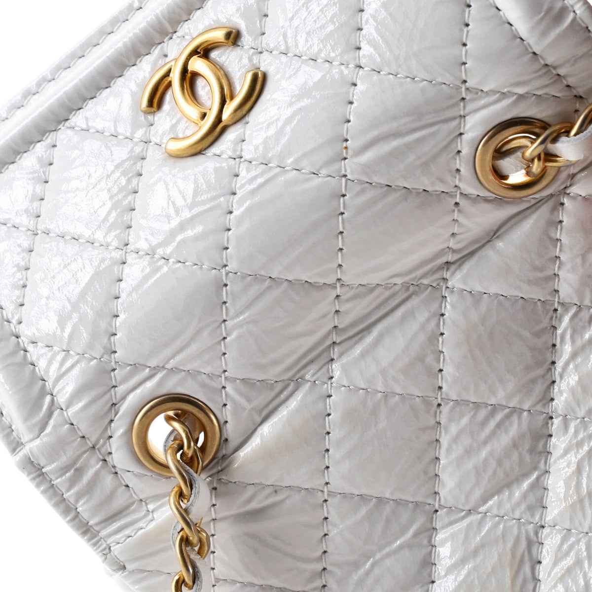 CC Chain Belt Bag Quilted Shiny Aged Calfskin