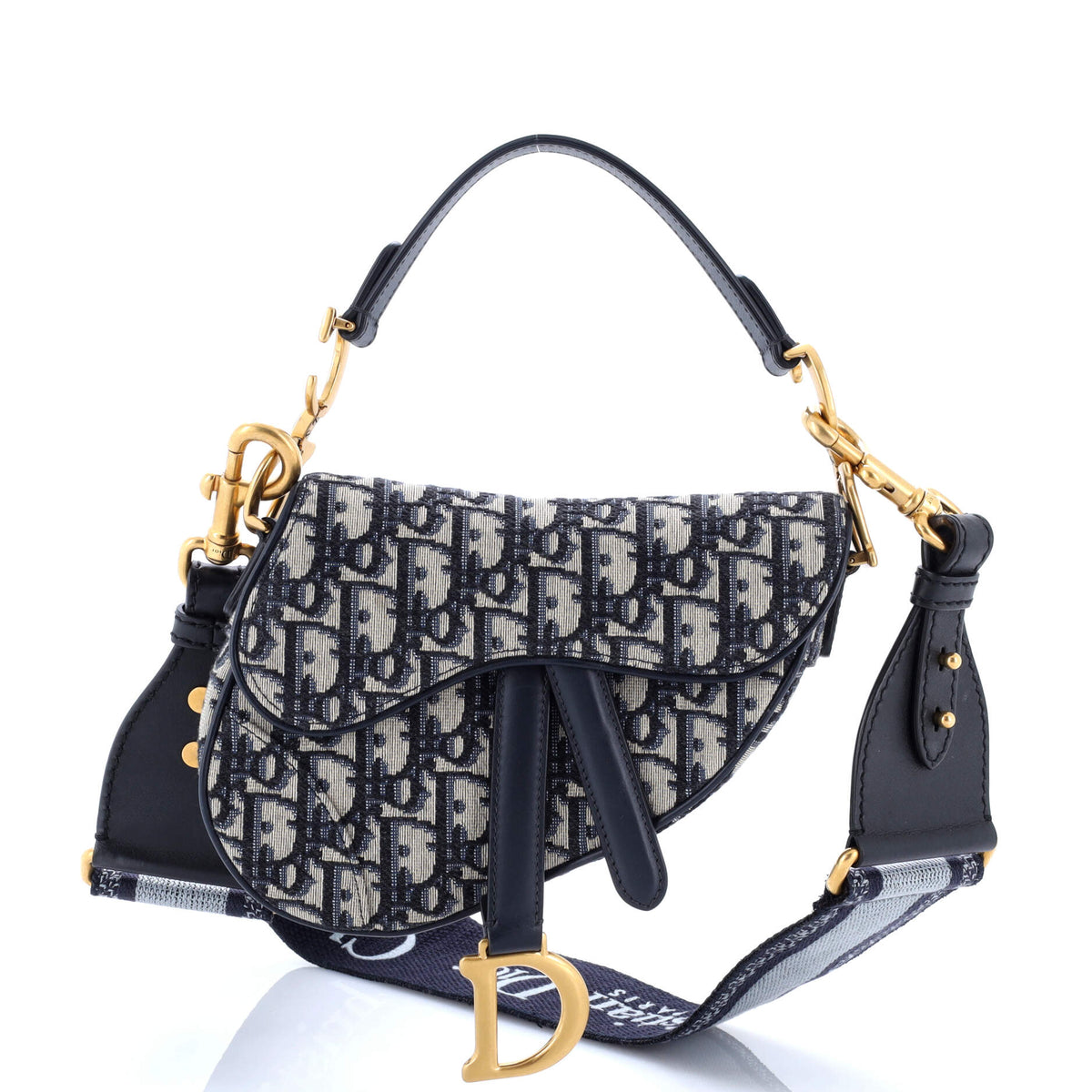 Saddle Handbag with Strap Oblique Canvas Mini