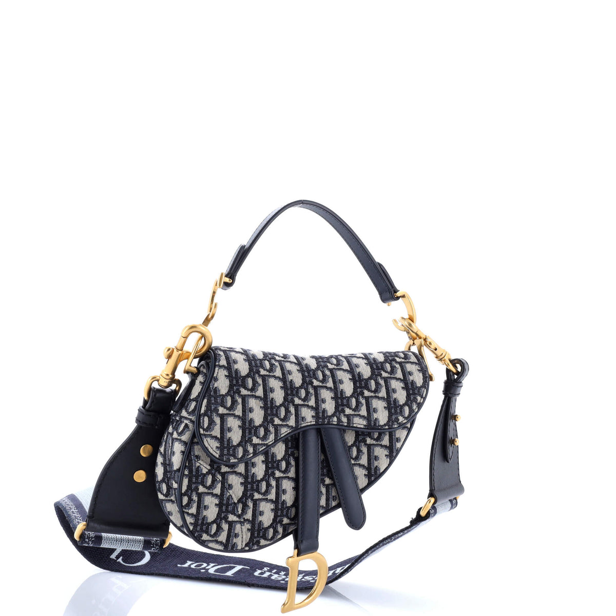 Saddle Handbag with Strap Oblique Canvas Mini