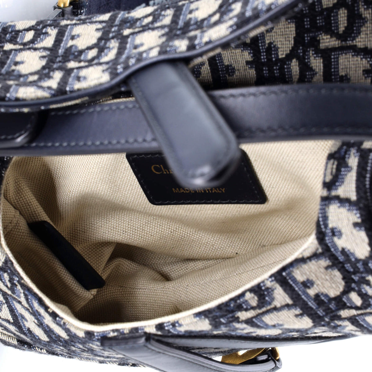 Saddle Handbag with Strap Oblique Canvas Mini