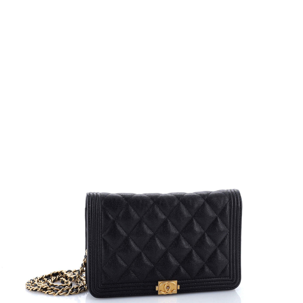 Boy Wallet on Chain Quilted Caviar