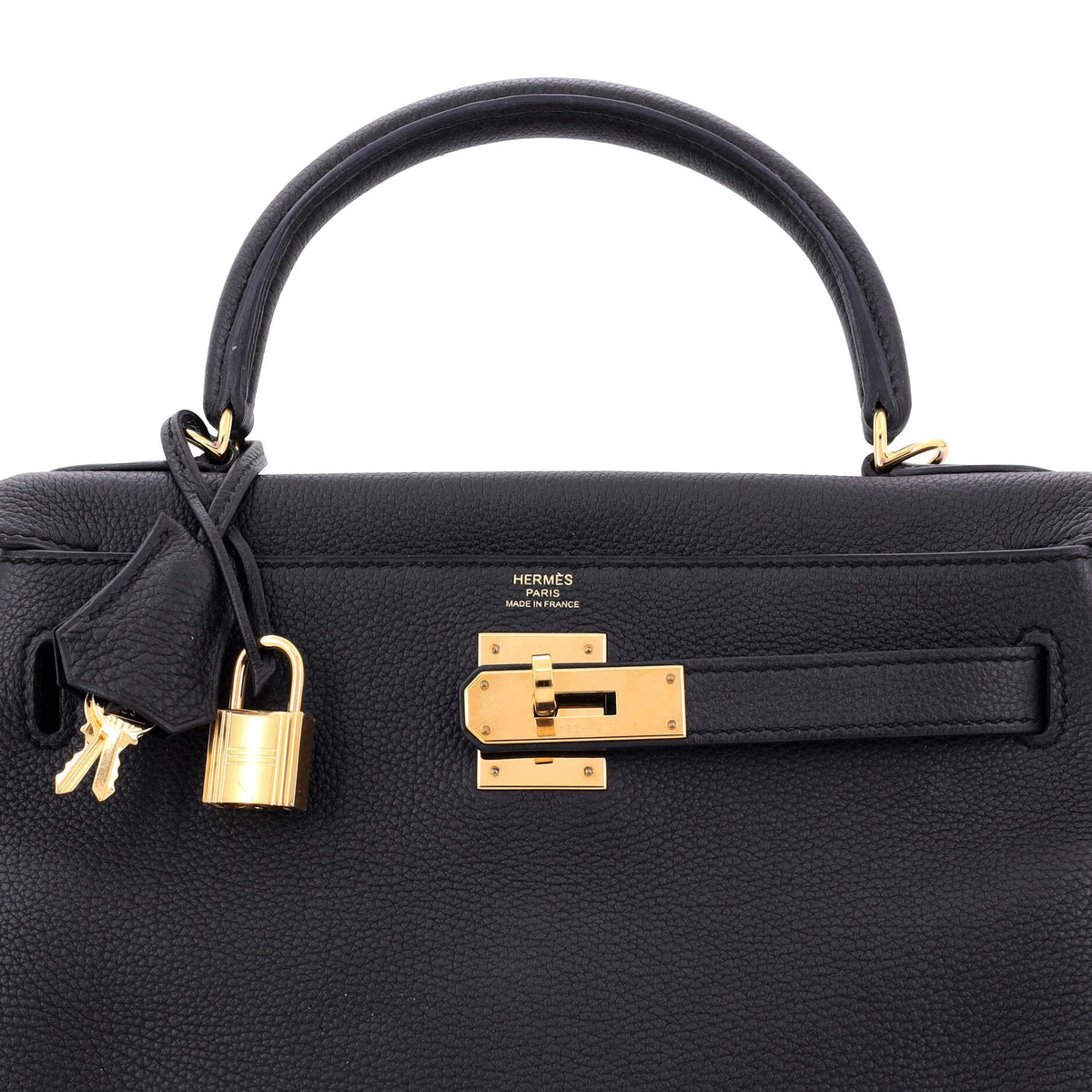 Kelly Handbag Noir Togo with Gold Hardware 28