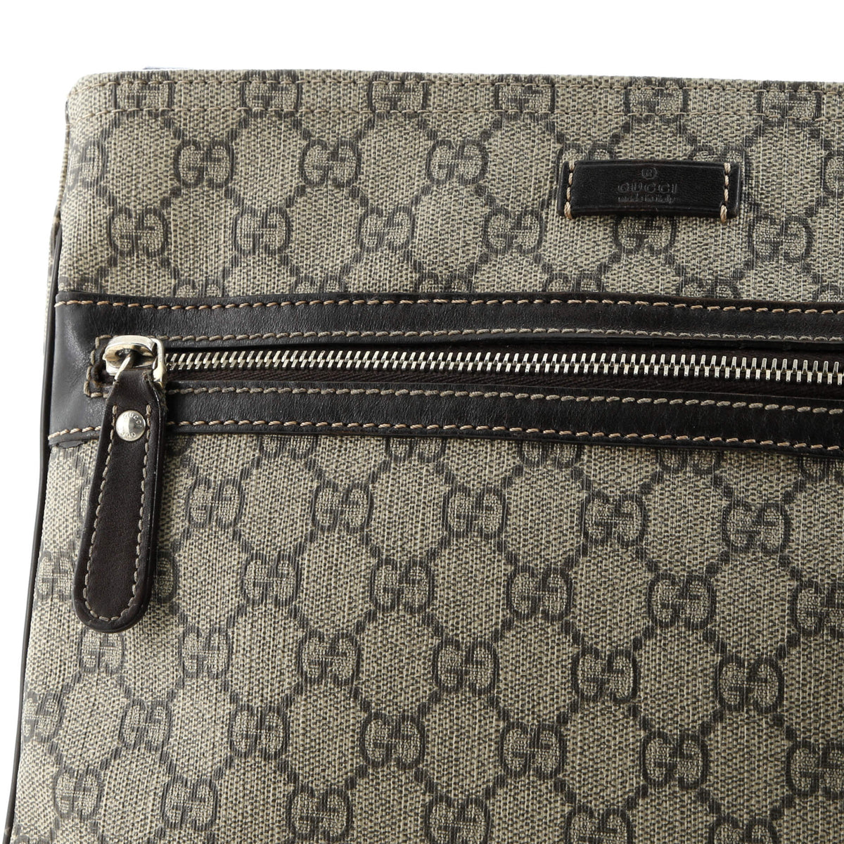 Front Zip Flat Messenger Bag GG Coated Canvas Medium