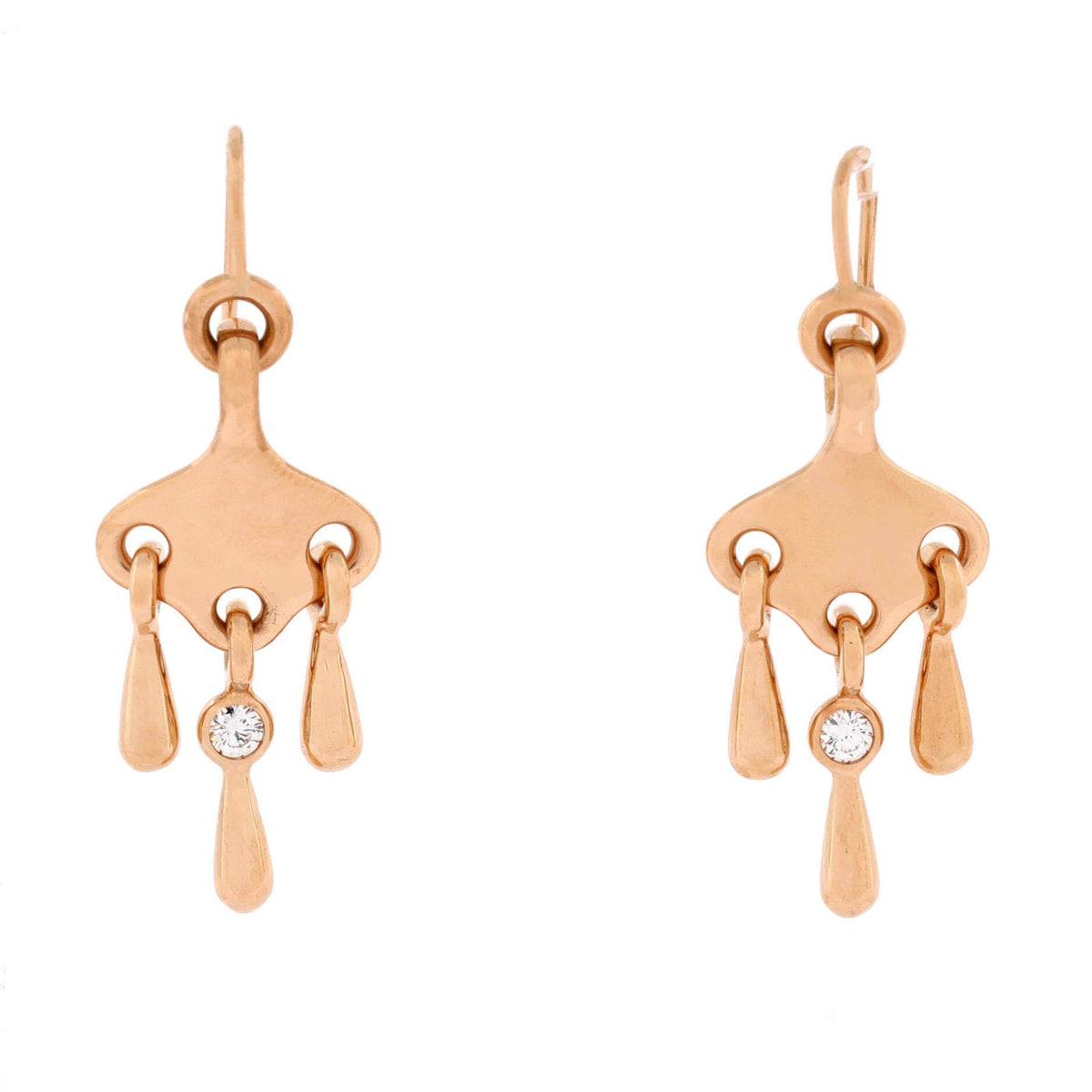 Filet d'Or Earrings 18K Rose Gold and Diamond