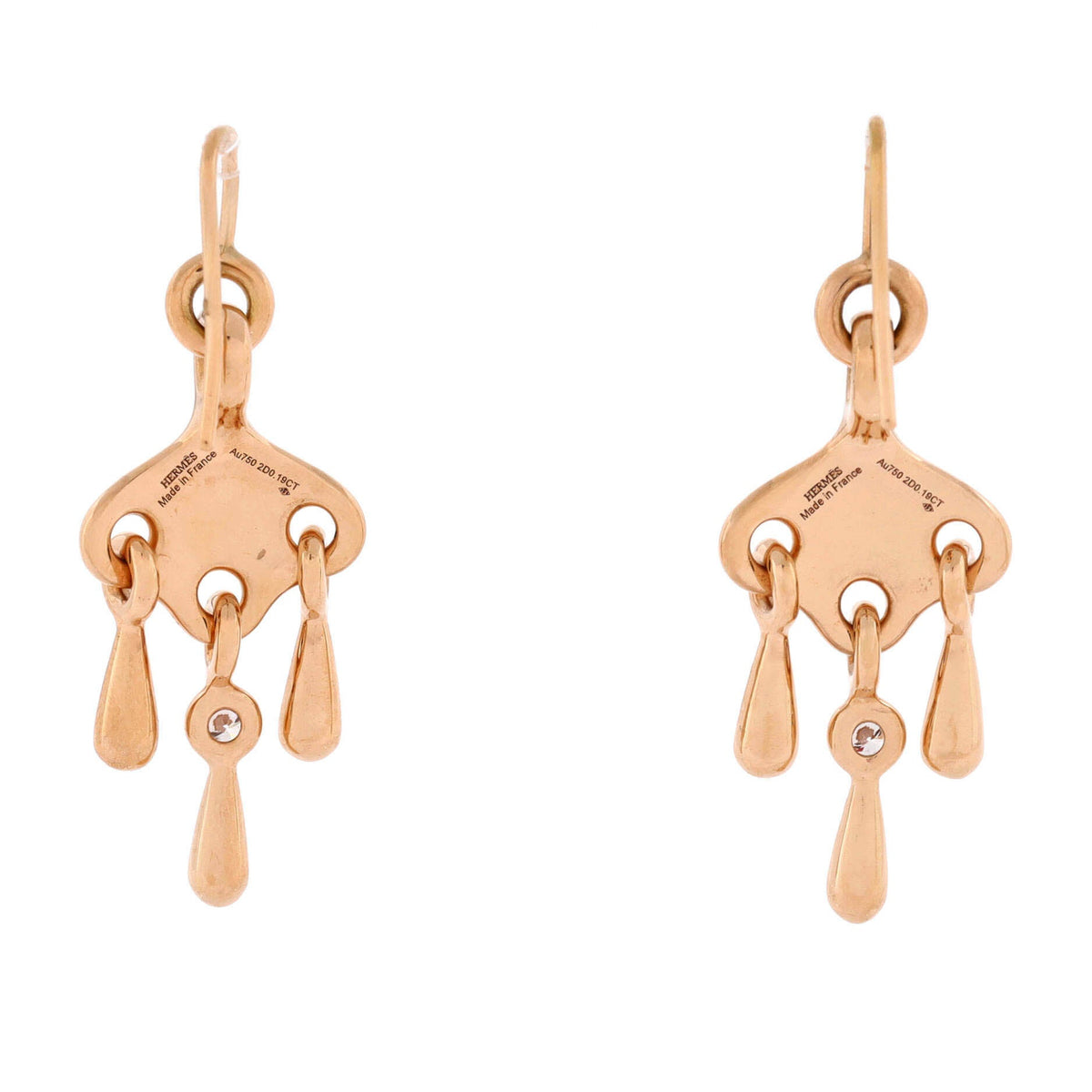 Filet d'Or Earrings 18K Rose Gold and Diamond