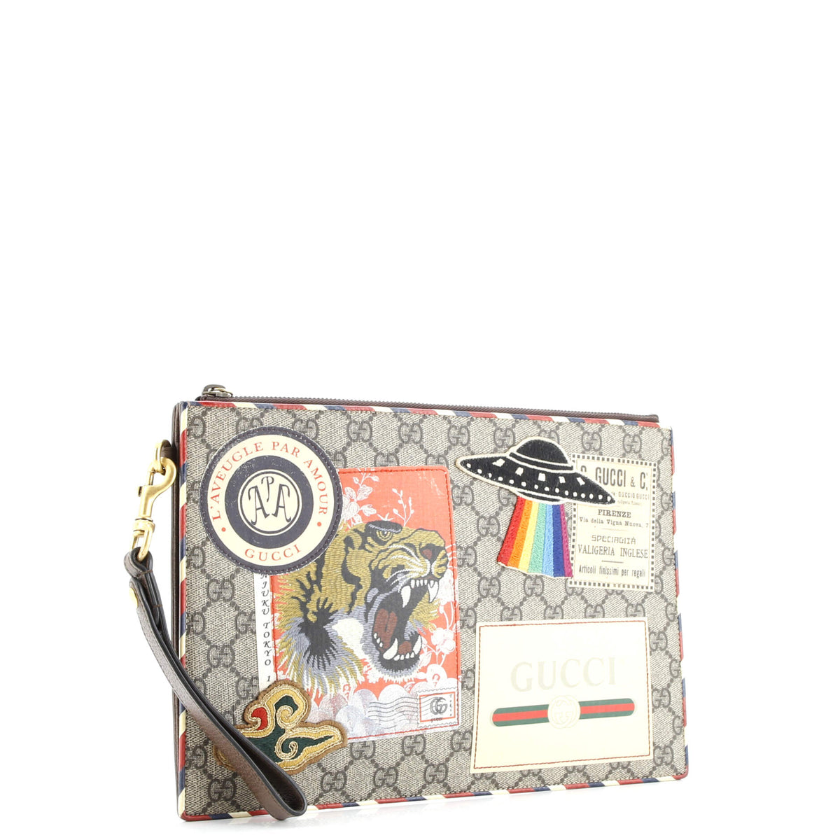 Courrier Pouch GG Coated Canvas with Applique