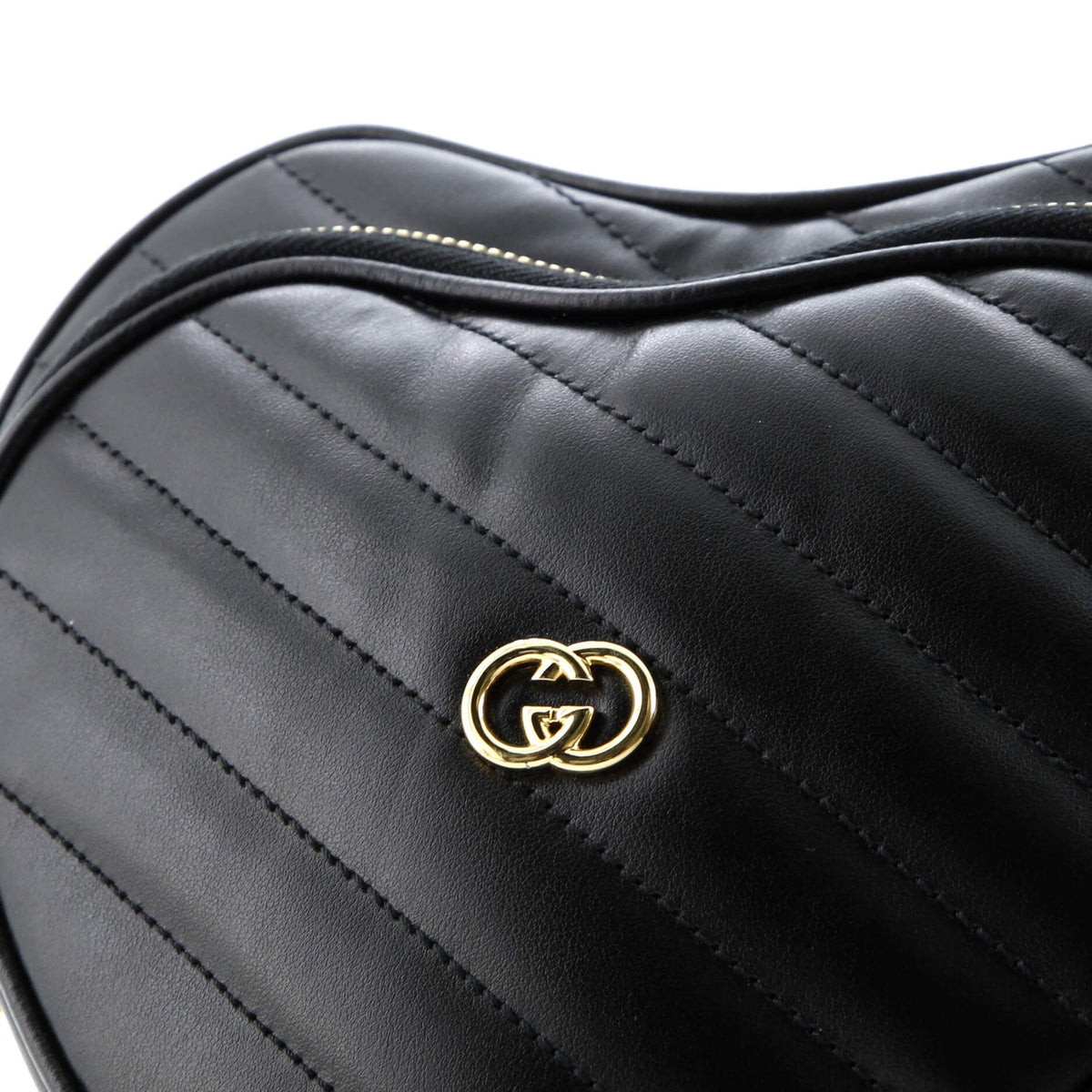 Interlocking G Heart Shoulder Bag Diagonal Quilted Leather Mini