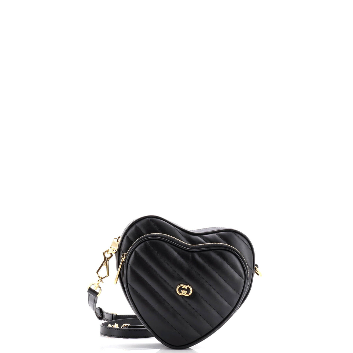 Interlocking G Heart Shoulder Bag Diagonal Quilted Leather Mini