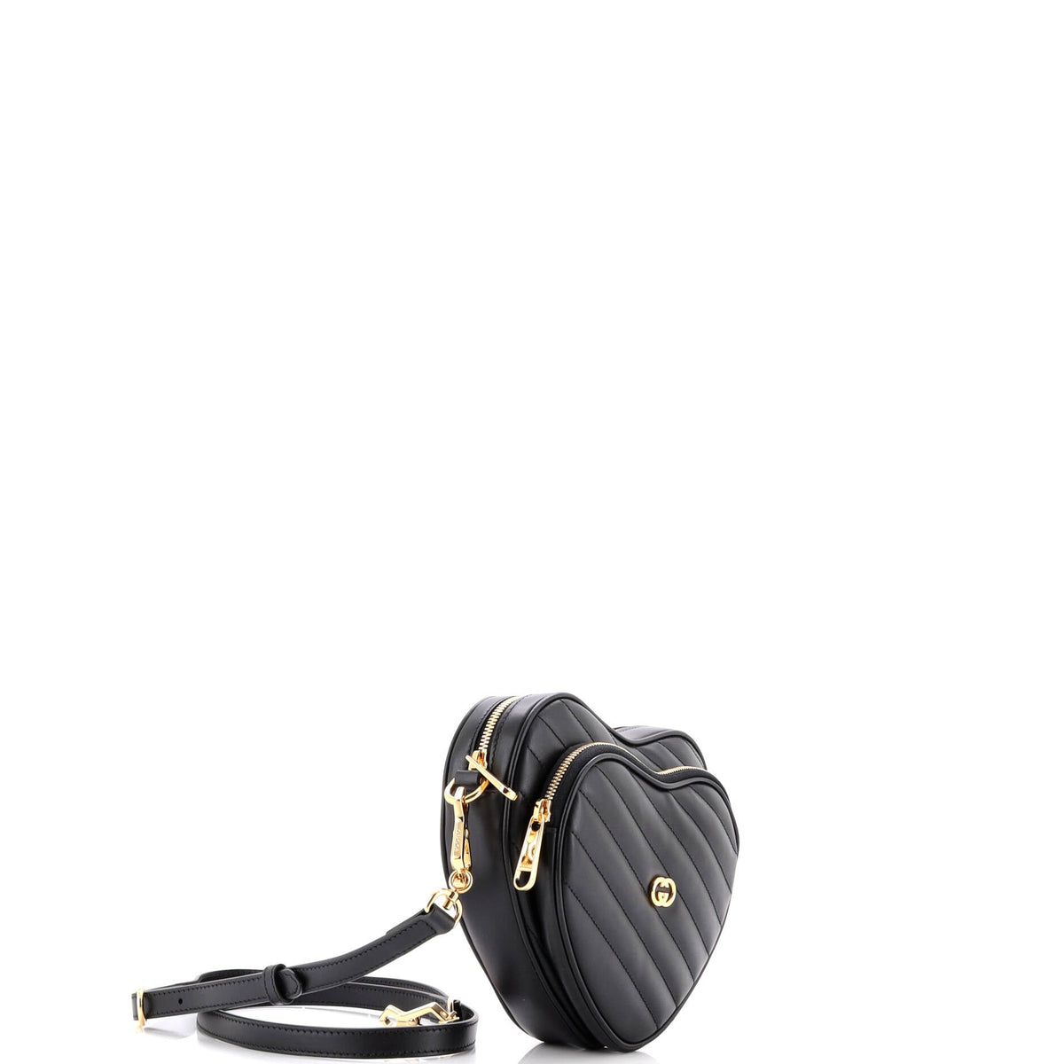 Interlocking G Heart Shoulder Bag Diagonal Quilted Leather Mini