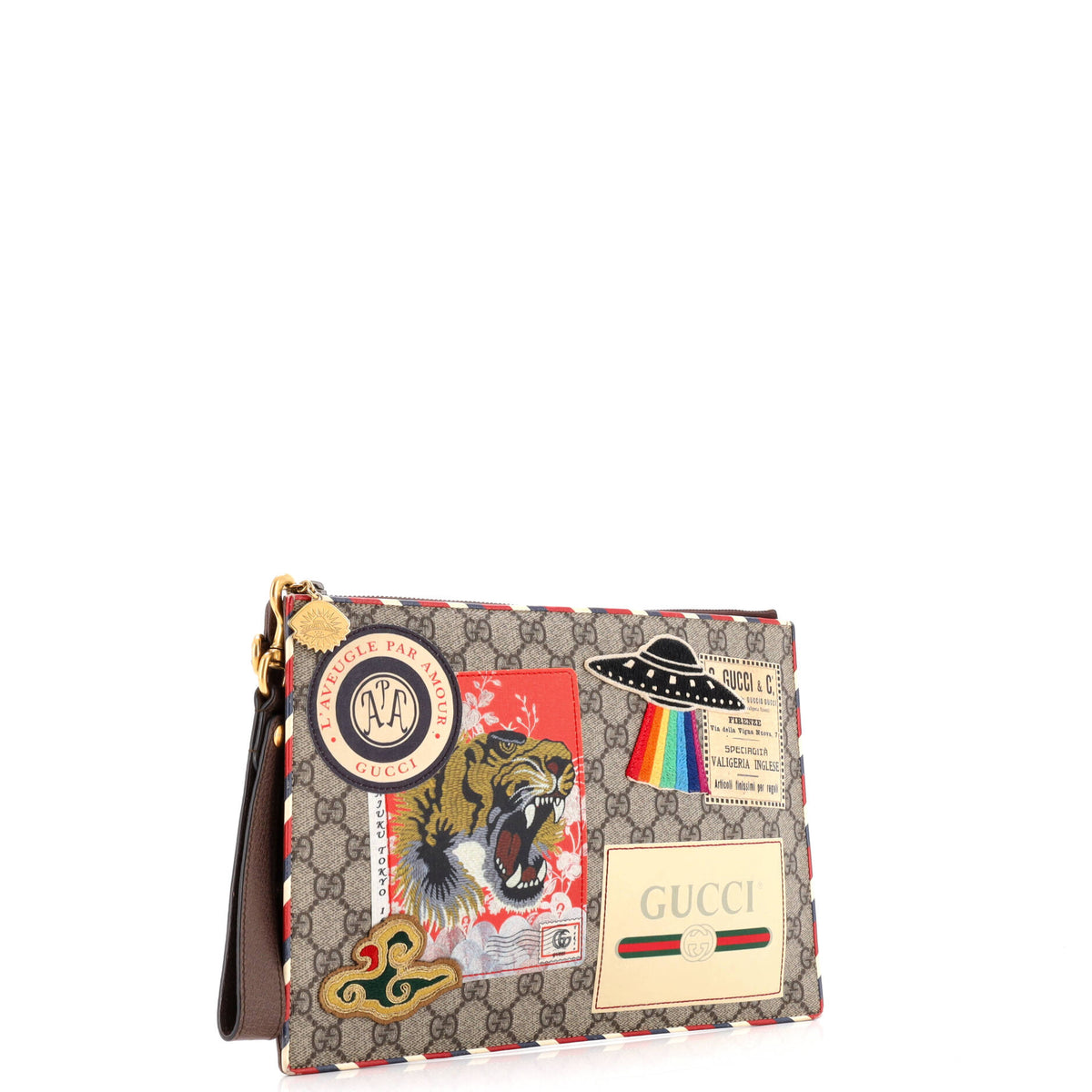 Courrier Pouch GG Coated Canvas with Applique
