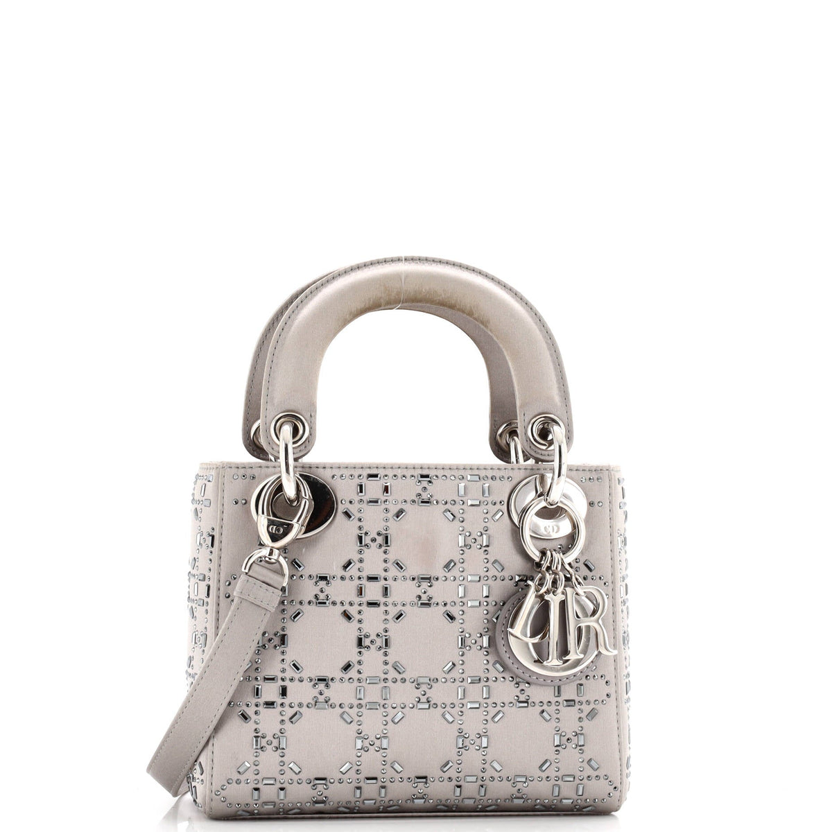 Lady Dior Bag Crystal Embellished Cannage Quilt Satin Mini