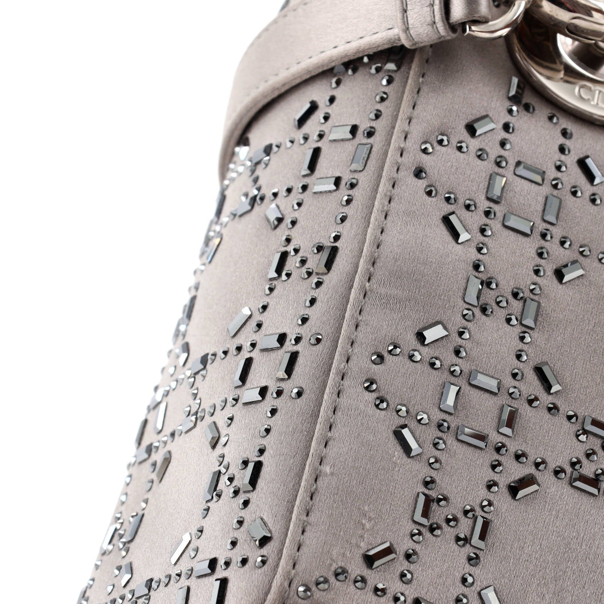 Lady Dior Bag Crystal Embellished Cannage Quilt Satin Mini