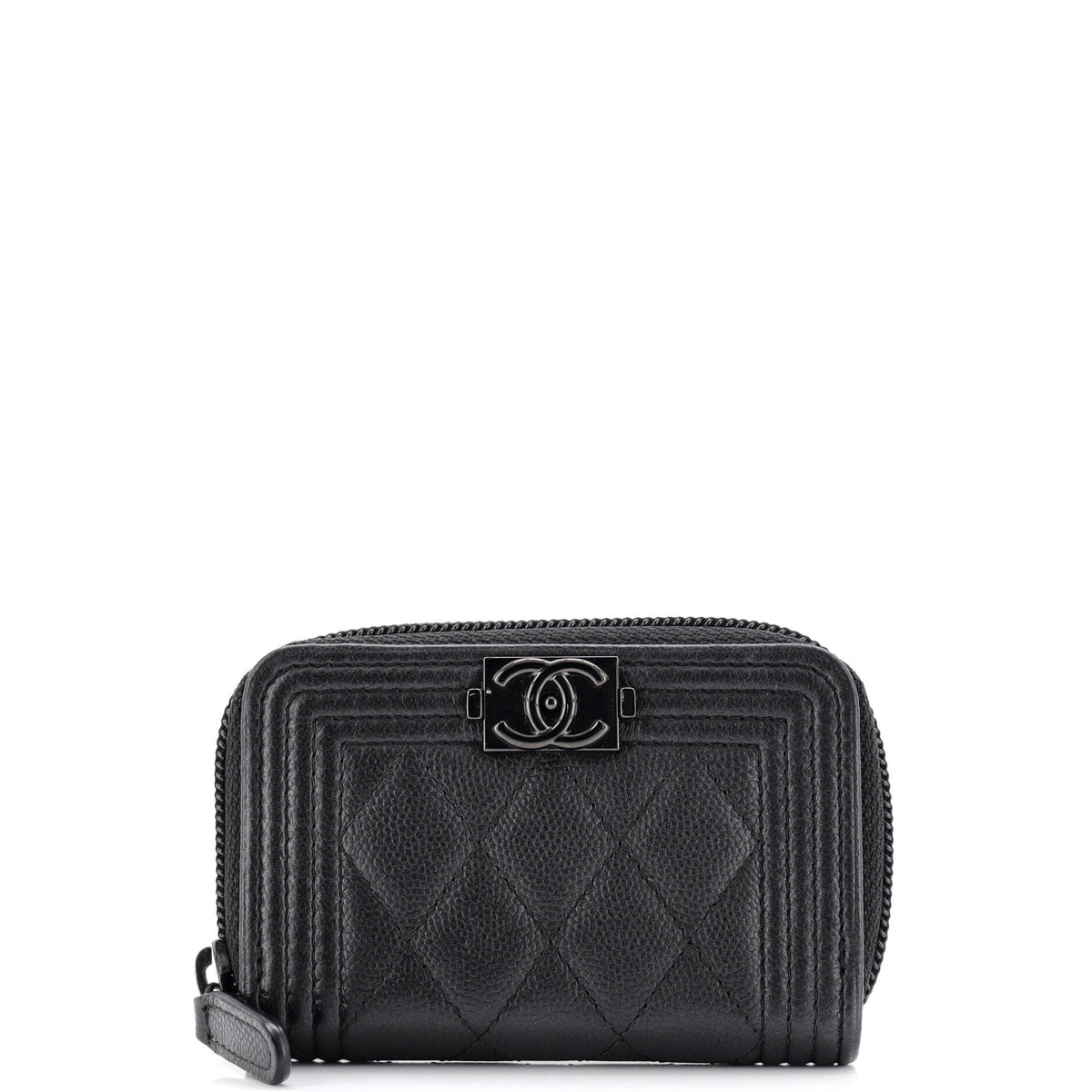 So Black Boy Zip Coin Purse Quilted Caviar Small