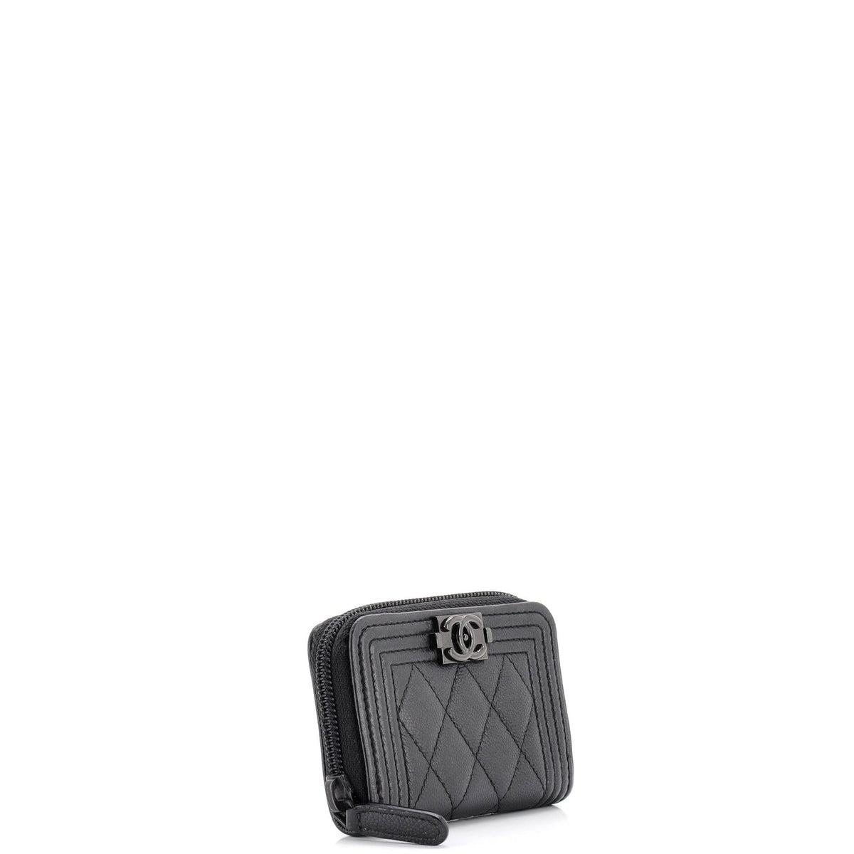 So Black Boy Zip Coin Purse Quilted Caviar Small