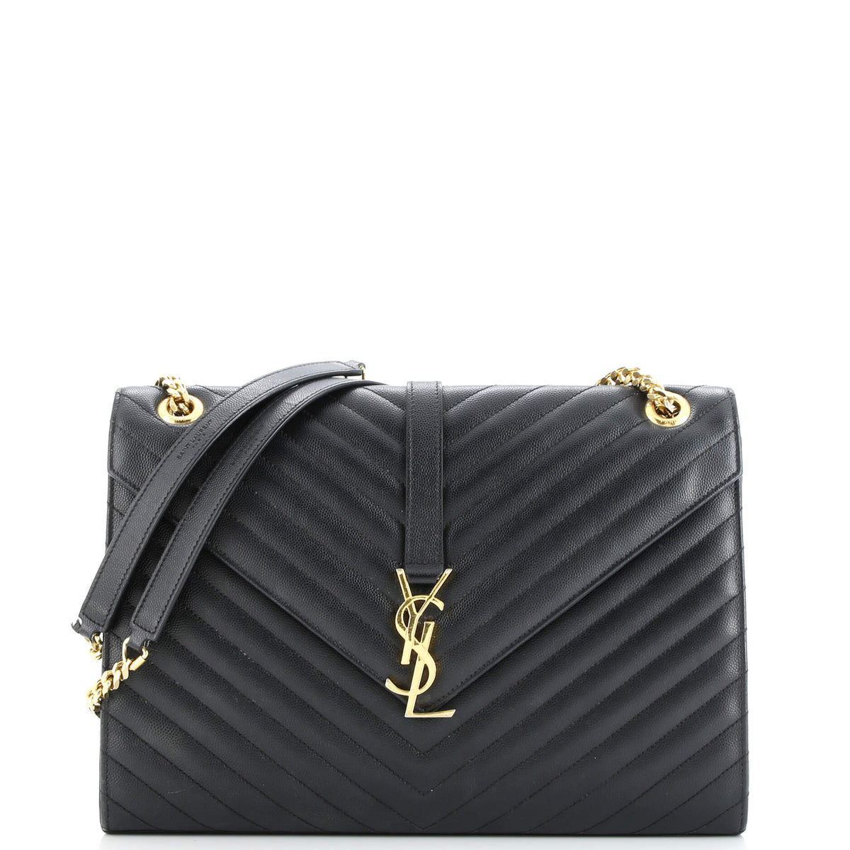 Classic Monogram Envelope Satchel Matelasse Chevron Leather Large
