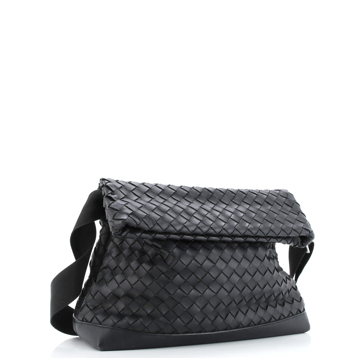 Classic Fold Over Messenger Bag Intrecciato Leather Large