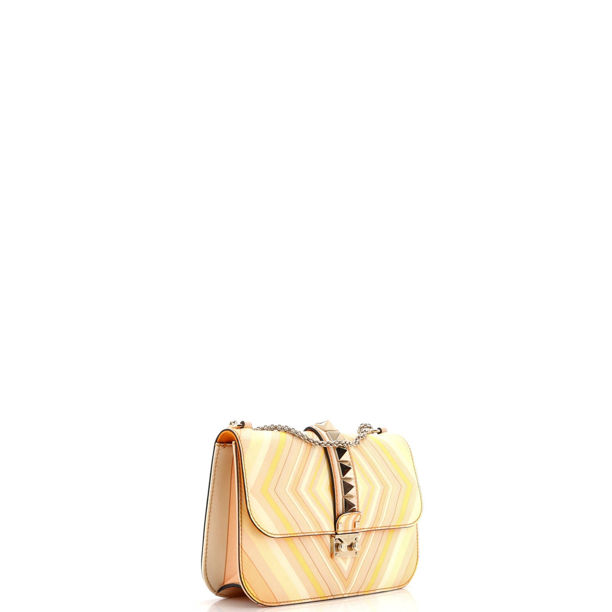1973 Glam Lock Shoulder Bag Striped Leather Medium