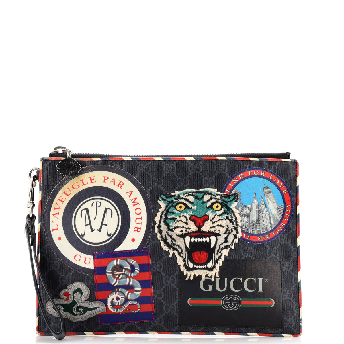 Night Courrier Pouch GG Coated Canvas with Applique