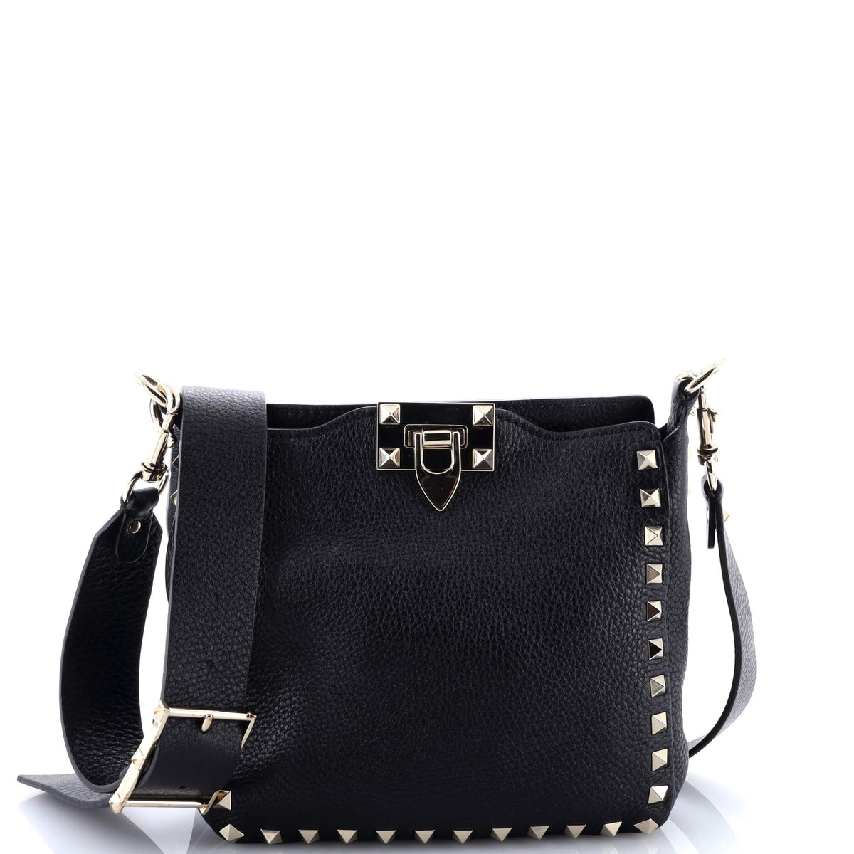 Rockstud Flip Lock Messenger Bag Leather Mini
