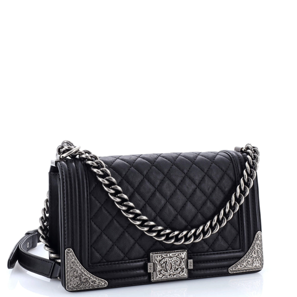 Paris-Dallas Boy Flap Bag Quilted Calfskin with Metal Adornments Old Medium