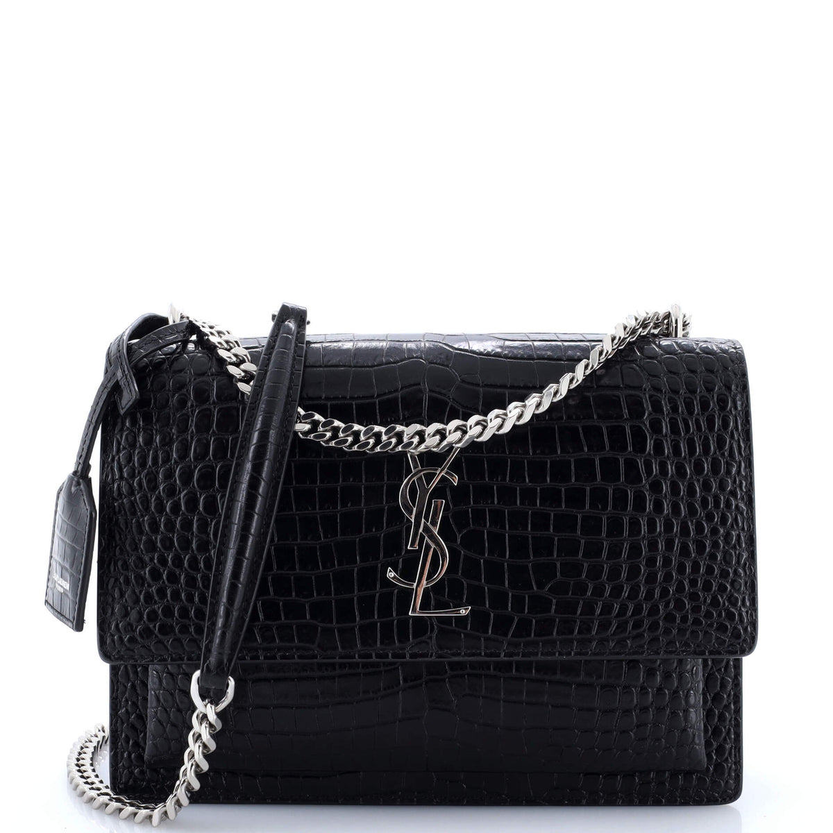 Sunset Crossbody Bag Crocodile Embossed Leather Medium