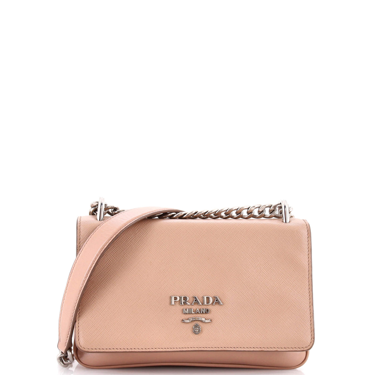 Chain Flap Crossbody Bag Saffiano and Soft Calf Small