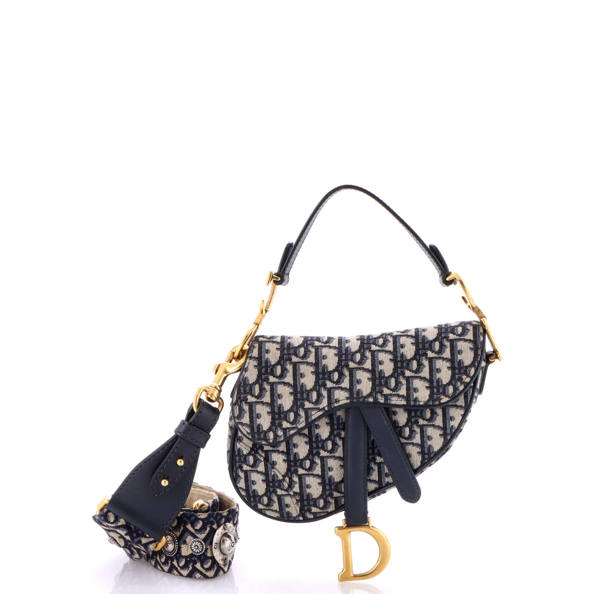 Saddle Handbag with Strap Oblique Canvas Mini