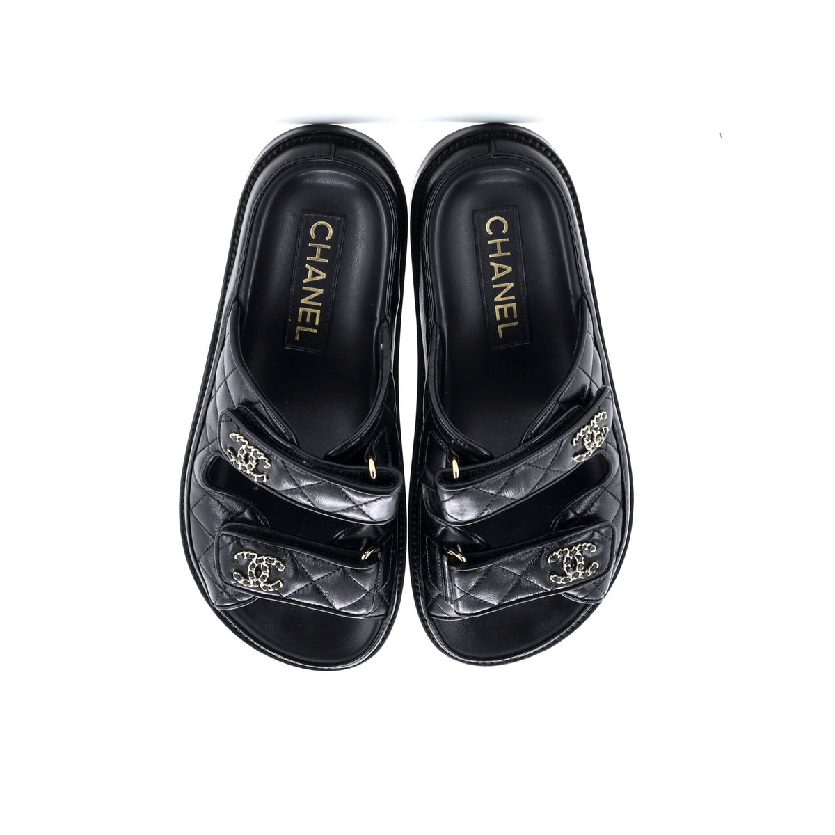 Women's Velcro Open Back Dad Sandals Quilted Leather