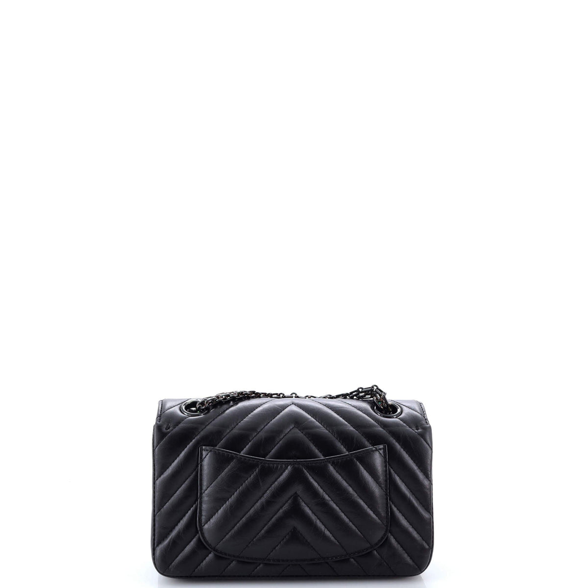 So Black Reissue 2.55 Flap Bag Chevron Aged Calfskin Mini