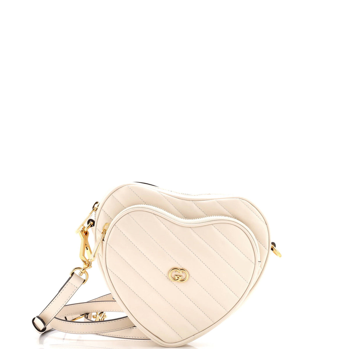 Interlocking G Heart Shoulder Bag Diagonal Quilted Leather Mini
