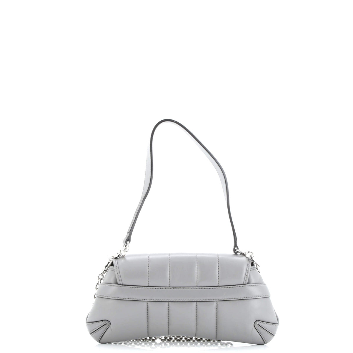 Horsebit Chain Shoulder Bag Vertical Quilted Leather Small