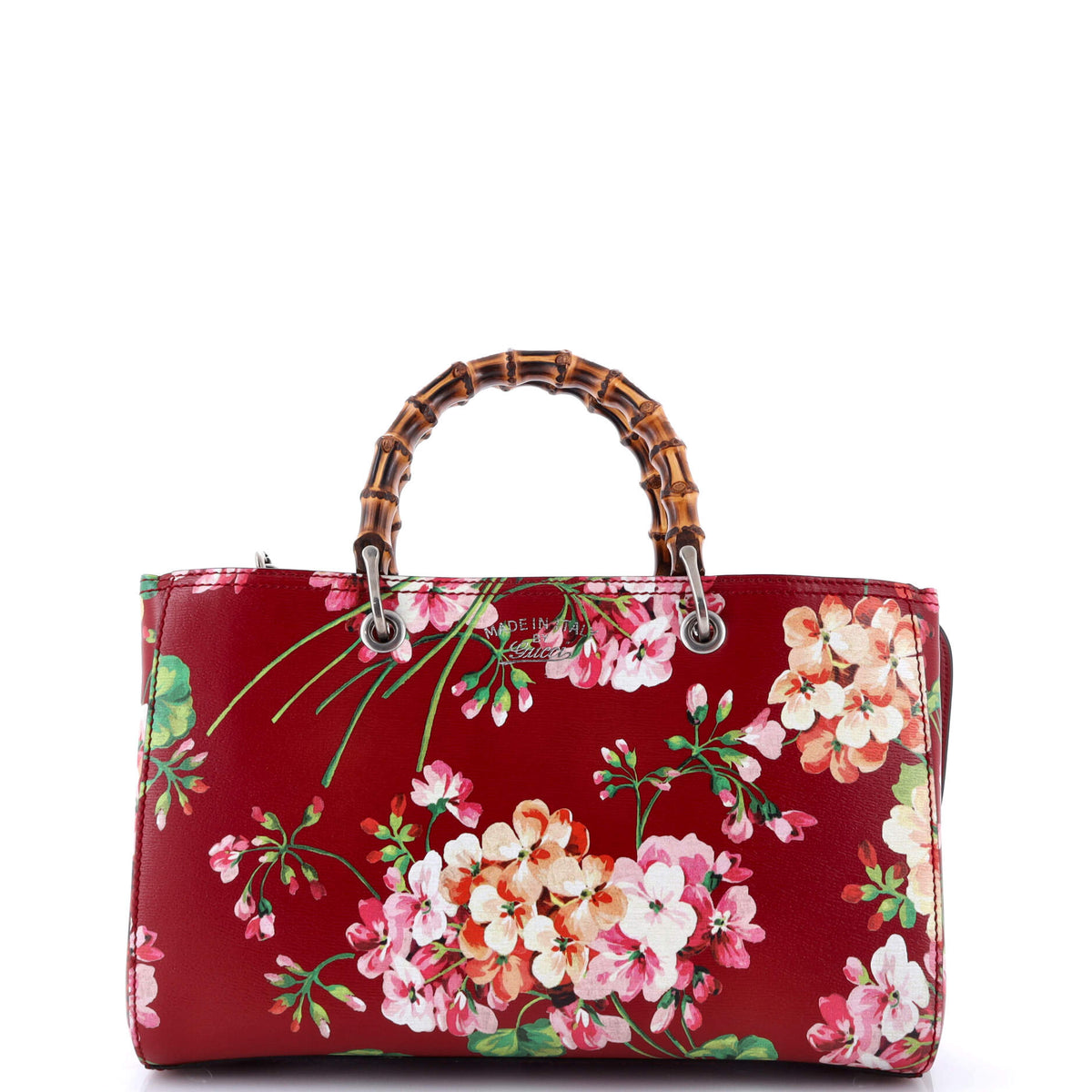 Bamboo Shopper Tote Blooms Print Leather Medium